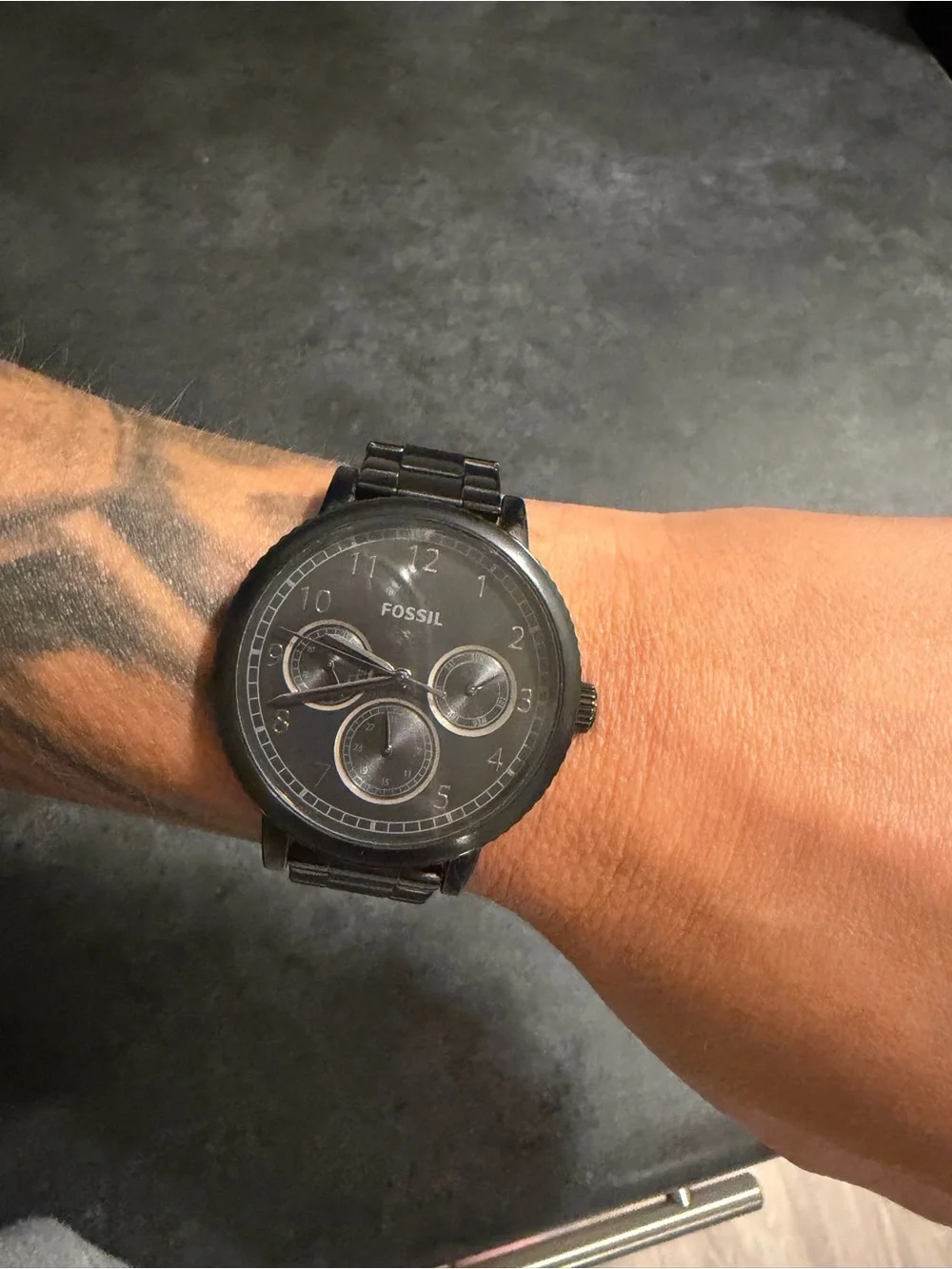 Fossil Black Stainless Steel Link Chronograph Watch